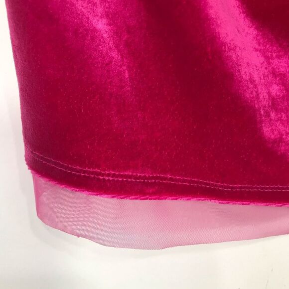Anthropologie Maeve Vibrant Pink Velvet Tank Top with Semi Sheer Hemline - Picture 12 of 13